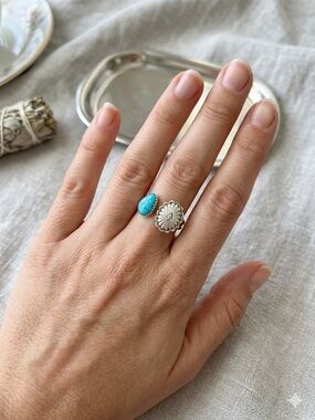 NWT Sonoran Blue Turquoise Sterling Silver Concho Ring 🔥🔥🔥